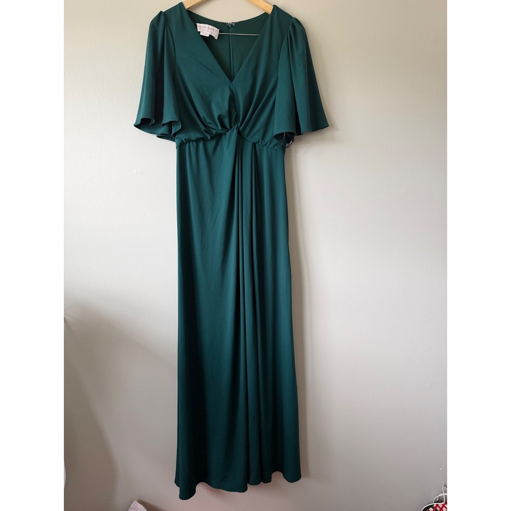 Green Bridesmaid Birdy Grey‎ Kaia Dress M Emerald Flutter Sleeve Maxi Formal